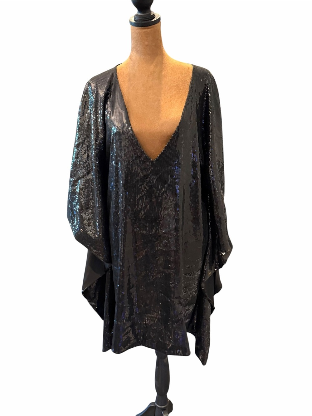 RIPLEY RADER Los Angeles Black Sequin Oversized Batwing Top Blouse 4x STUNNING